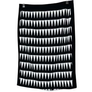 Classiques Entier Black & White Stretch Pattern Knit Pencil Lined Skirt